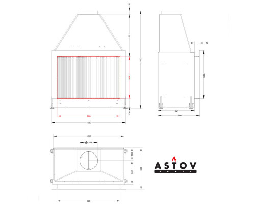 Каминная топка Astov ОПС 900 У