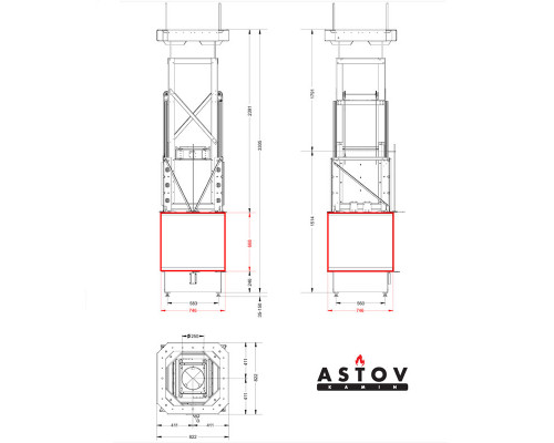 Каминная топка Astov П4С 8070