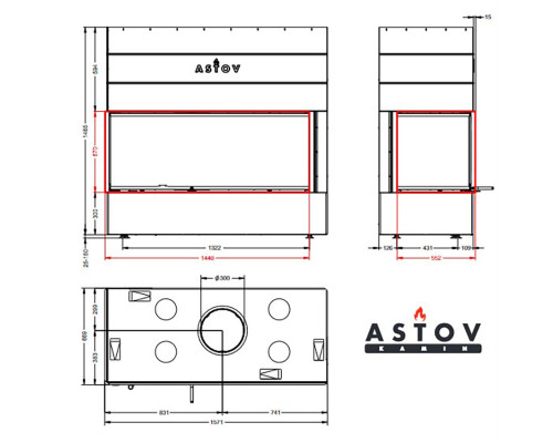 Каминная топка Astov П2С 14057