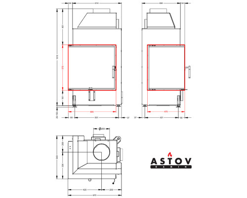 Каминная топка Astov П2С 600