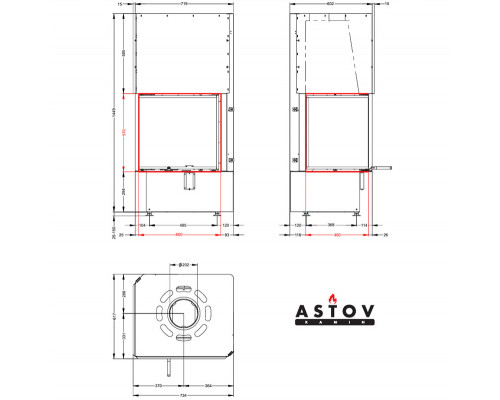 Каминная топка Astov П2С 6057