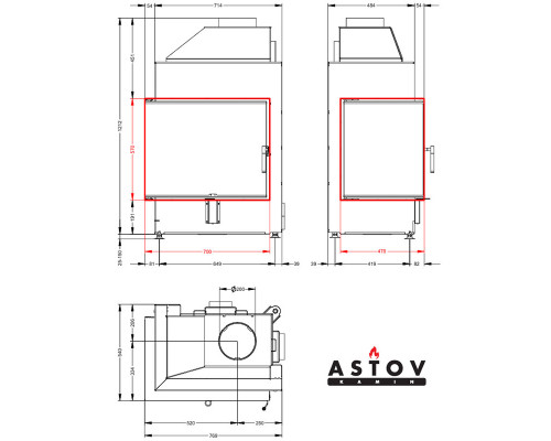 Каминная топка Astov П2С 700