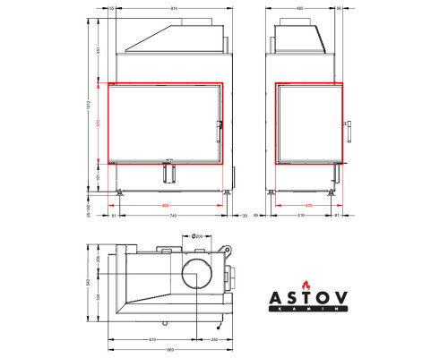 Каминная топка Astov П2С 800