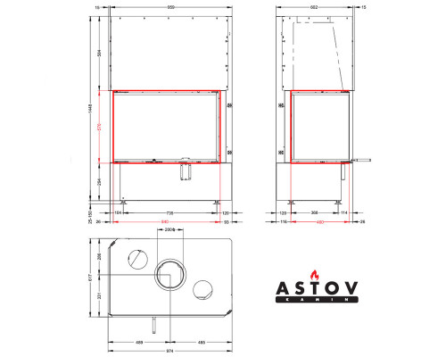 Каминная топка Astov П2С 8457