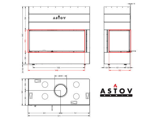 Каминная топка Astov П2С 14057