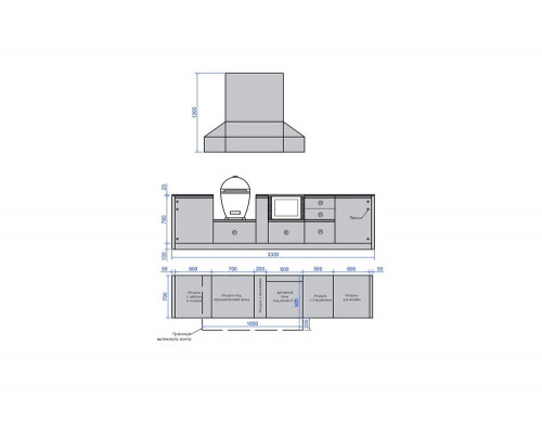 Кухня ASTOV BBQ № 11 (ширина 3330 мм) 