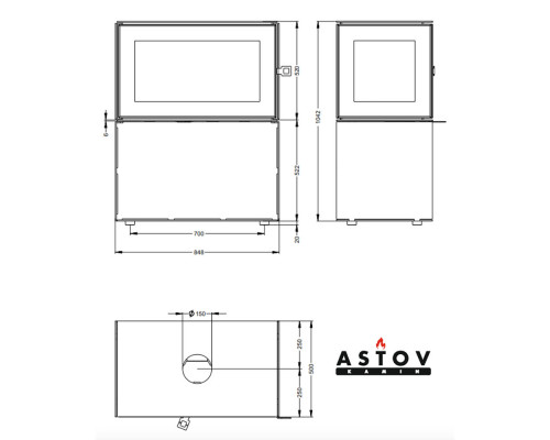 Печь-камин Astov Куб 800 на дровнике