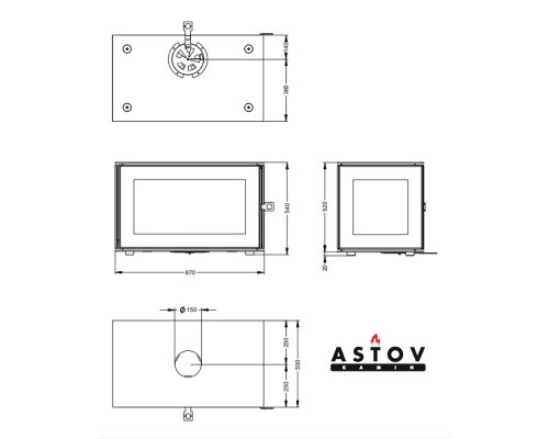 Печь-камин Astov Куб 800