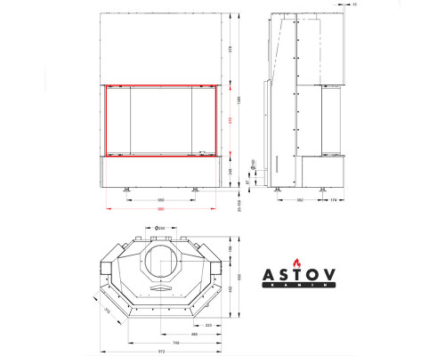 Каминная топка Astov ПП 8857