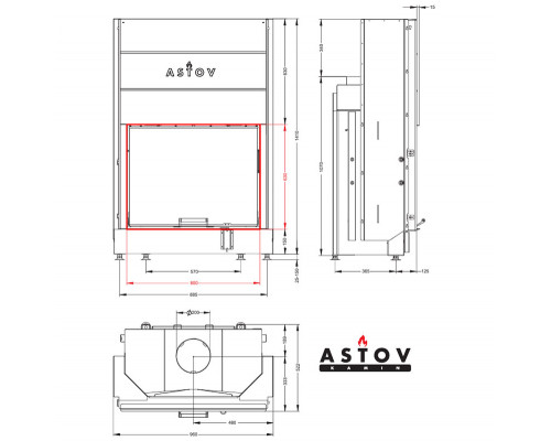 Каминная топка Astov ПС 8063