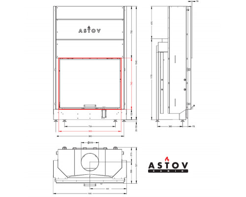 Каминная топка Astov ПС 9074