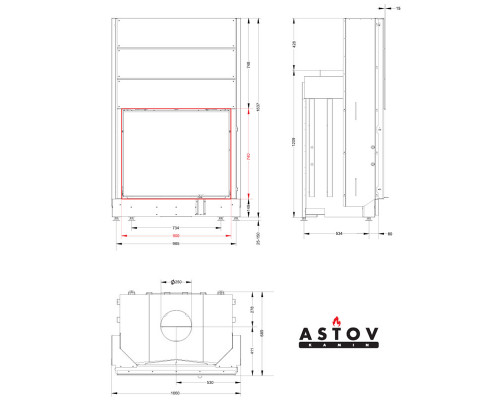 Каминная топка Astov ПС 9074 У