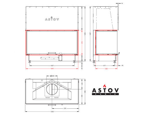 Каминная топка Astov П3С 12057