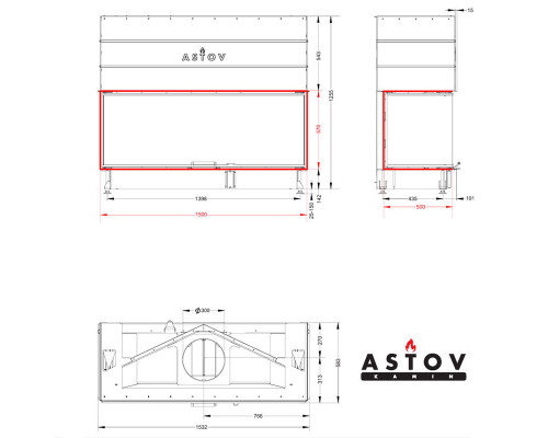 Каминная топка Astov П3С 15057