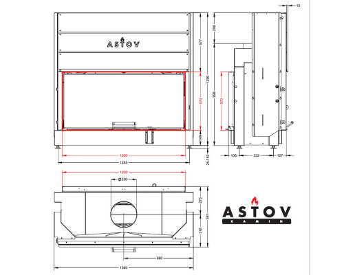 Каминная топка Astov ПТ 12057