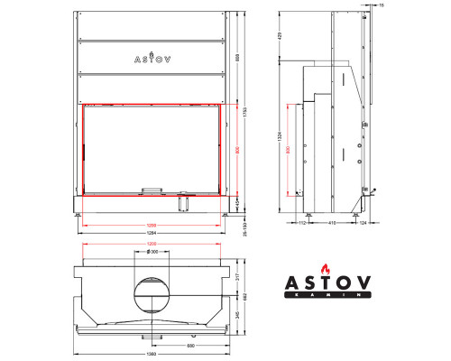 Каминная топка Astov ПТ 12080