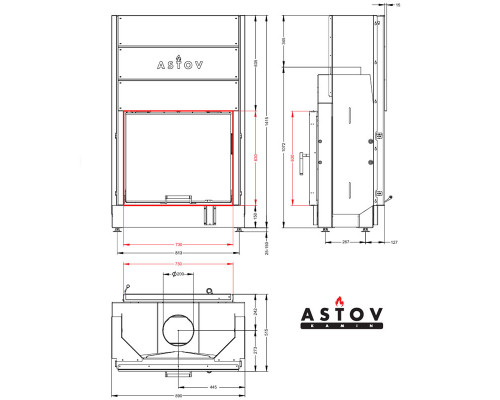 Каминная топка Astov ПТ 7363