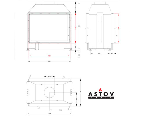 Каминная топка Astov ПТ 800