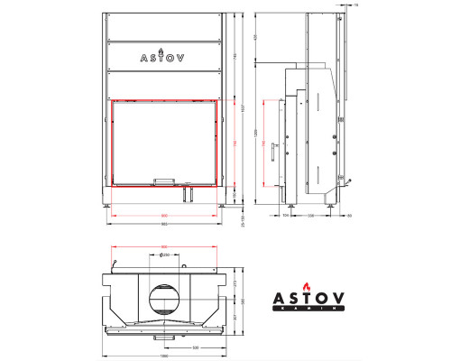 Каминная топка Astov ПТ 9074