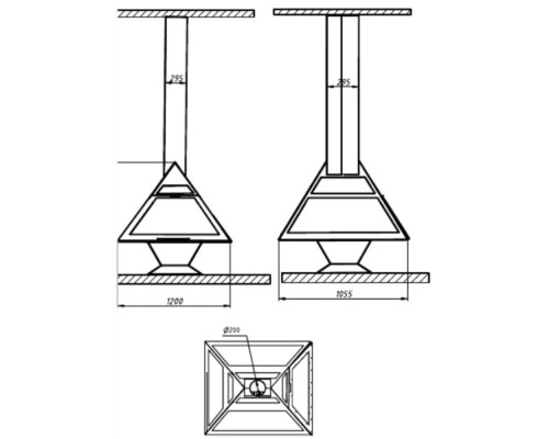 Подвесной камин Aves 31 Сиена центральный со стеклом