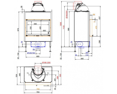 Каминная топка Brunner BKH 5.0 flat 42-66 DT с модульным аккумулятором Каминная топка Brunner BKH 5.0 flat 42-66 DT с модульным аккумулятором