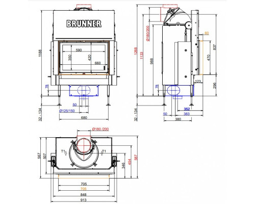 Каминная топка Brunner BKH 5.0 flat 42-66 ST Каминная топка Brunner BKH 5.0 flat 42-66 ST