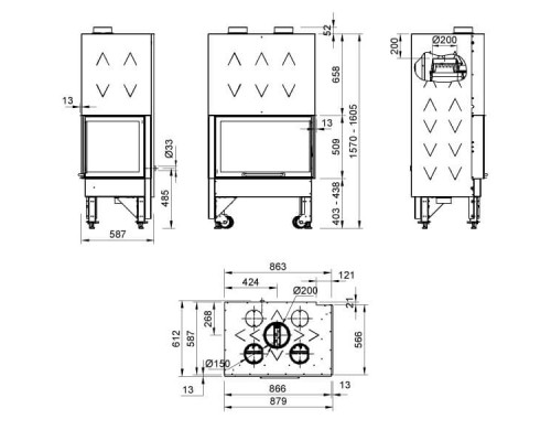 Топка угловая La Nordica Monoblocco 800 Angolo DX  (Моноблокко)