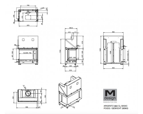Топка M-Design Арженто 860 CL/CR Премиум