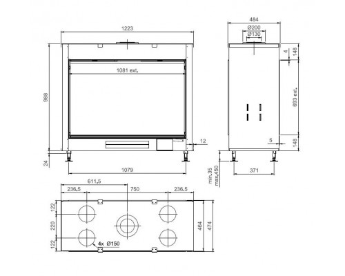 Трехсторонняя топка M-Design Тру Вижн 1150 DV Трехсторонняя топка M-Design Тру Вижн 1150 DV