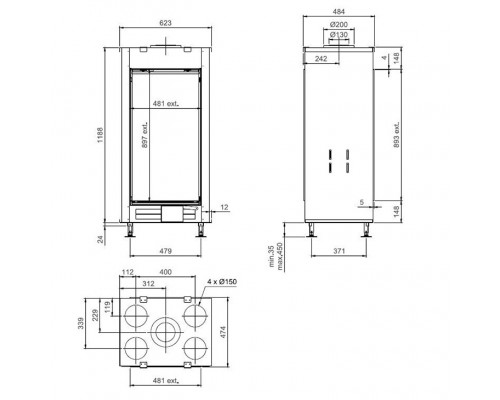 Двусторонняя топка M-Design Тру Вижн 550 DV Двусторонняя топка M-Design Тру Вижн 550 DV