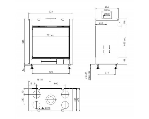 Двухсторонняя топка M-Design Тру Вижн 850 DV