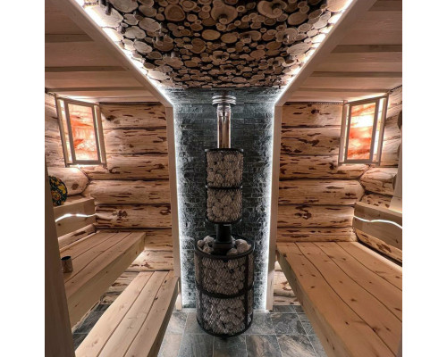 Печь Атмосфера XL сетка нержавейка с газовой горелкой для бани