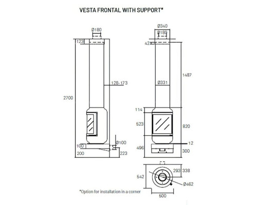 Пристенный камин Rocal Vesta Frontal Пристенный камин Rocal Vesta Frontal