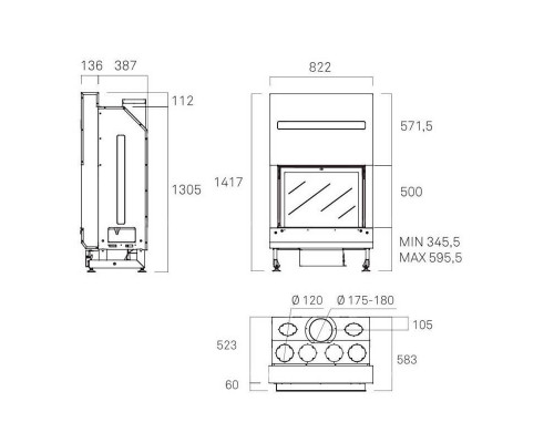 Каминная топка Rocal G300 plus 180 охладитель дыма