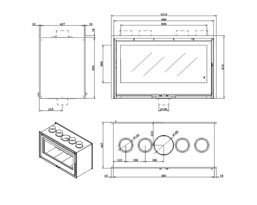 Каминная топка Rocal Arc 100 DC Каминная топка Rocal Arc 100 DC