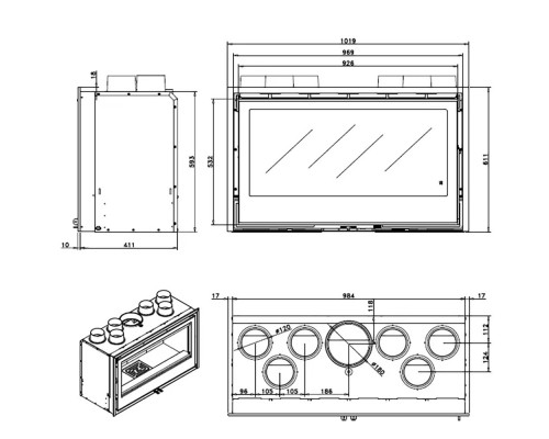 Каминная топка Rocal Arc 100 + plus 180 Каминная топка Rocal Arc 100 + plus 180