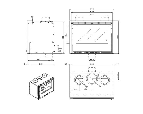 Каминная топка Rocal Arc 65 + plus 150 охладитель дыма Каминная топка Rocal Arc 65 + plus 150 охладитель дыма