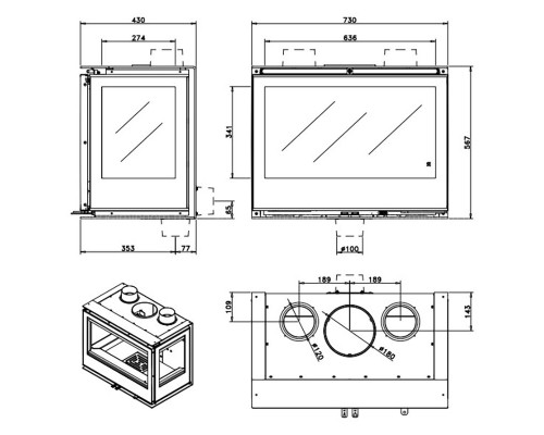 Каминная топка Rocal Arc 73 TC Каминная топка Rocal Arc 73 TC