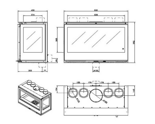 Каминная топка Rocal Arc 93 TC Каминная топка Rocal Arc 93 TC