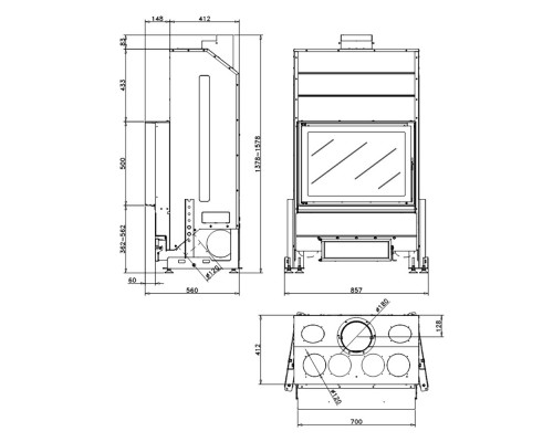 Каминная топка Rocal M300 + plus 180 охладитель дыма Каминная топка Rocal M300 + plus 180 охладитель дыма