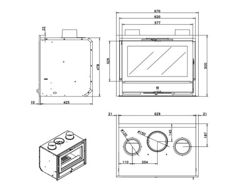 Каминная топка Rocal Rcr 70 A Каминная топка Rocal Rcr 70 A