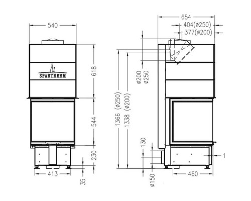 Каминная топка Spartherm Linear 4S Arte U50h d200 Каминная топка Spartherm Linear 4S Arte U50h d200