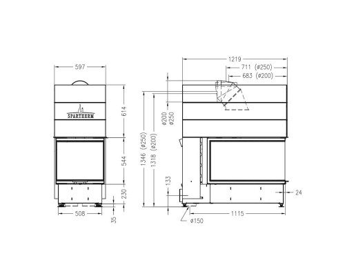 Каминная топка Spartherm Linear 4S Arte U90h d200 Каминная топка Spartherm Linear 4S Arte U90h d200