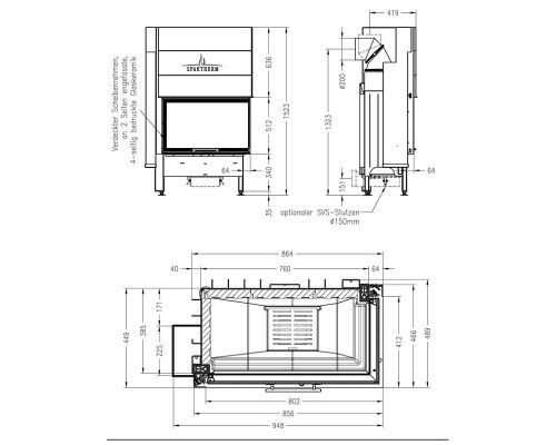 Каминная топка Spartherm Linear 4S Varia 2R80h Каминная топка Spartherm Linear 4S Varia 2R80h
