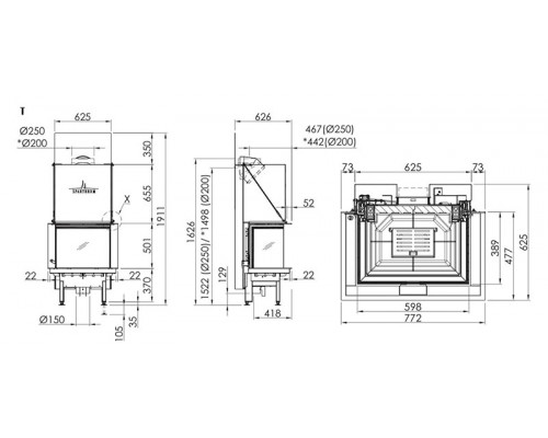 Каминная топка Spartherm Premium A-3RL60h-d250 Каминная топка Spartherm Premium A-3RL60h-d250