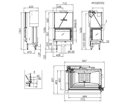 Каминная топка Spartherm Premium-V-2-68h Каминная топка Spartherm Premium-V-2-68h